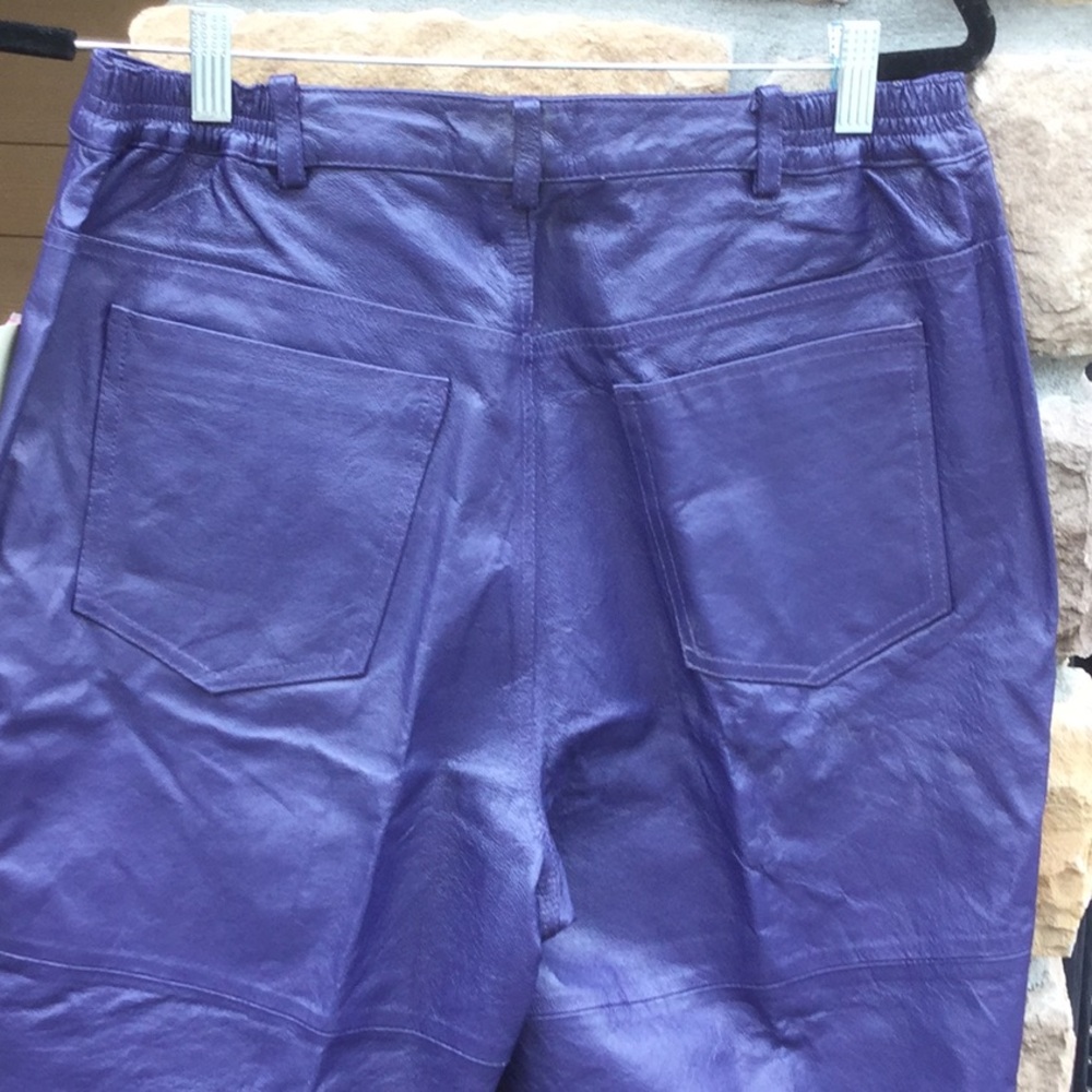 Purple leather pants disco retro chic cowgirl boho festival western concert - Picture 7 of 9